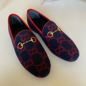 NIB Gucci Jordaan Horsebit Wool Loafer 37.5